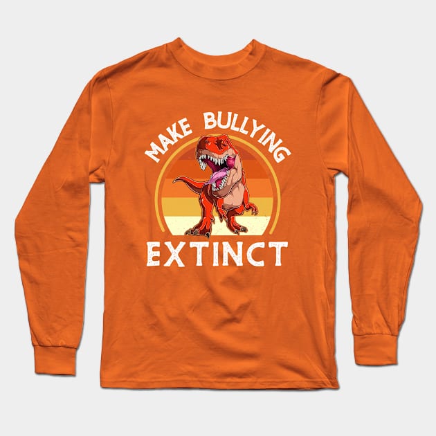 Make Bullying Extinct We Wear Orange For Unity Day Dinosaur Long Sleeve T-Shirt by ArtsyTshirts